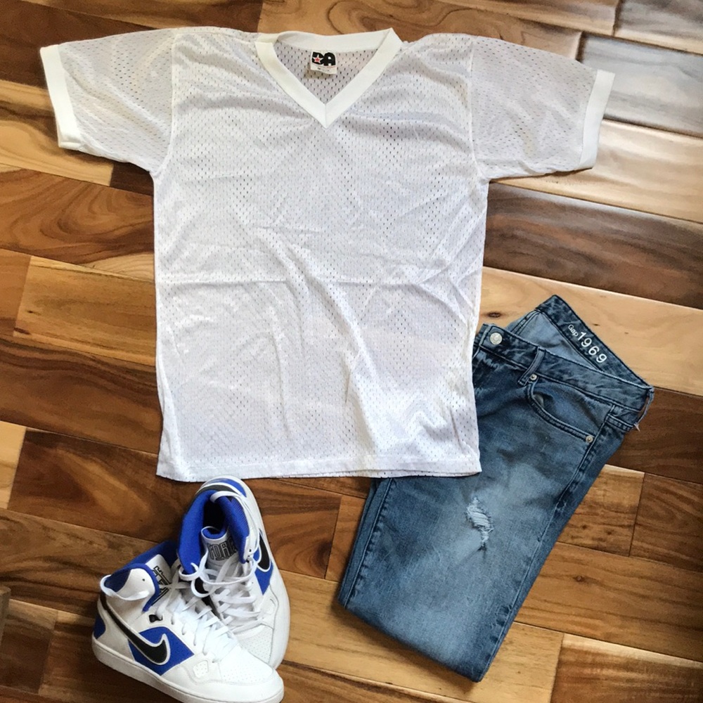 Buy 1, Get 2 FREE! White Football Jersey Top Sz M